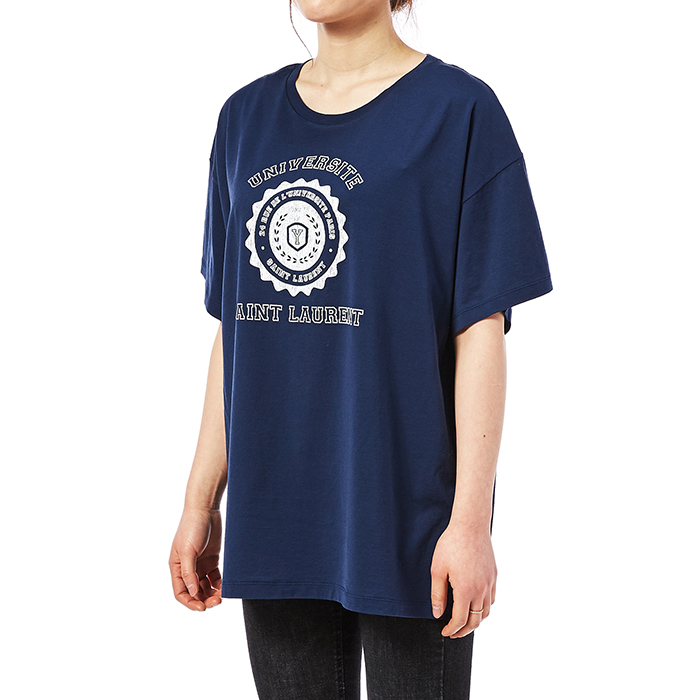 생로랑(SAINT LAURENT PARIS) 유니버시티 오버사이즈 여자 반팔티셔츠 480275 YB2HK 4064