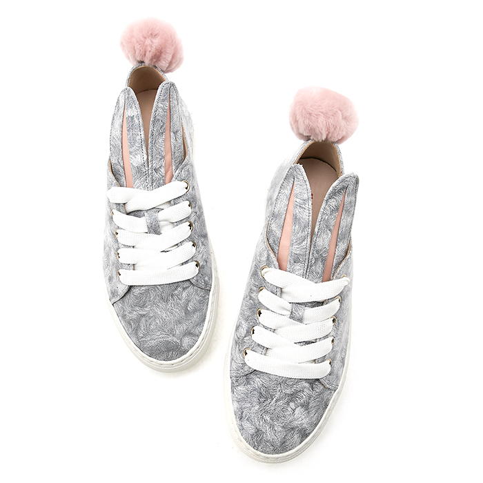 미나패리카(MINNAPARIKKA) 버니 로우탑 여자 스니커즈 TAILSNEAKS39 GREY FUR