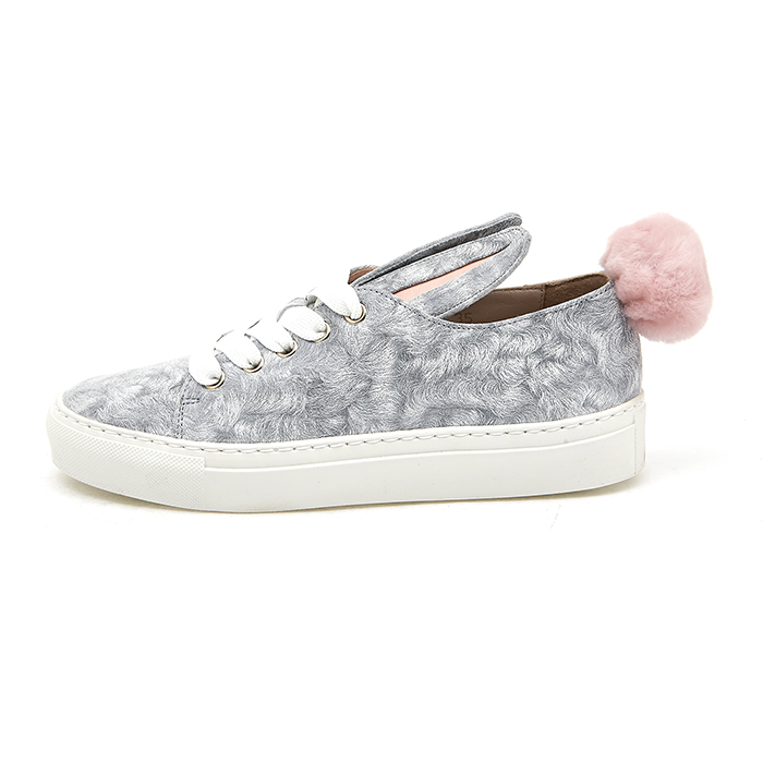 미나패리카(MINNAPARIKKA) 버니 로우탑 여자 스니커즈 TAILSNEAKS39 GREY FUR