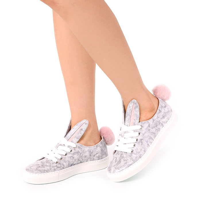 미나패리카(MINNAPARIKKA) 버니 로우탑 여자 스니커즈 TAILSNEAKS39 GREY FUR