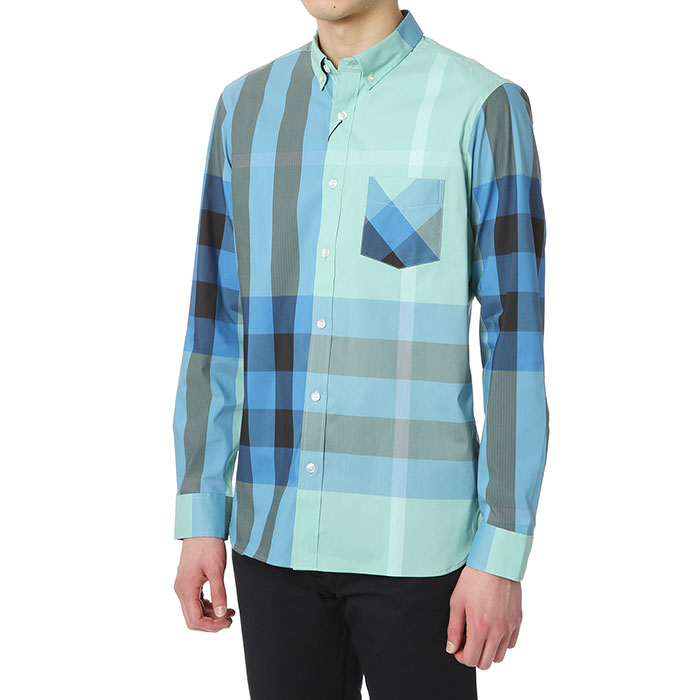 버버리(BURBERRY) 버튼 다운 칼라 체크 스트레치 남자 셔츠 THORNABY 4045834 4536B