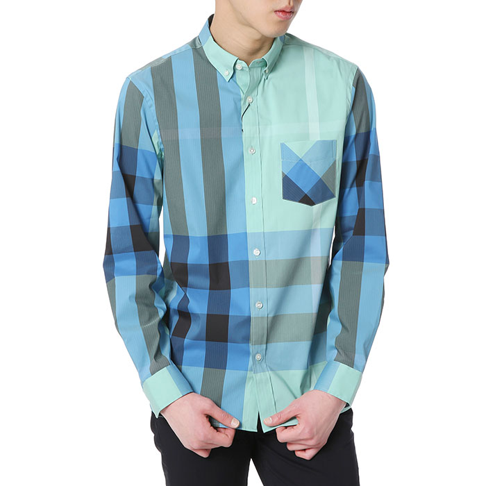 버버리(BURBERRY) 버튼 다운 칼라 체크 스트레치 남자 셔츠 THORNABY 4045834 4536B