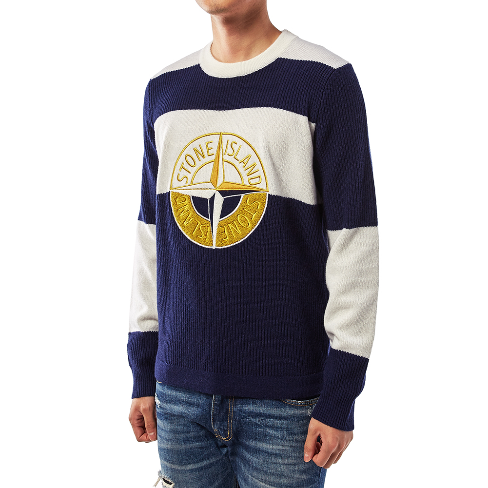 스톤아일랜드(STONE ISLAND) 로고 남자 울 니트 6915583B7 V0026