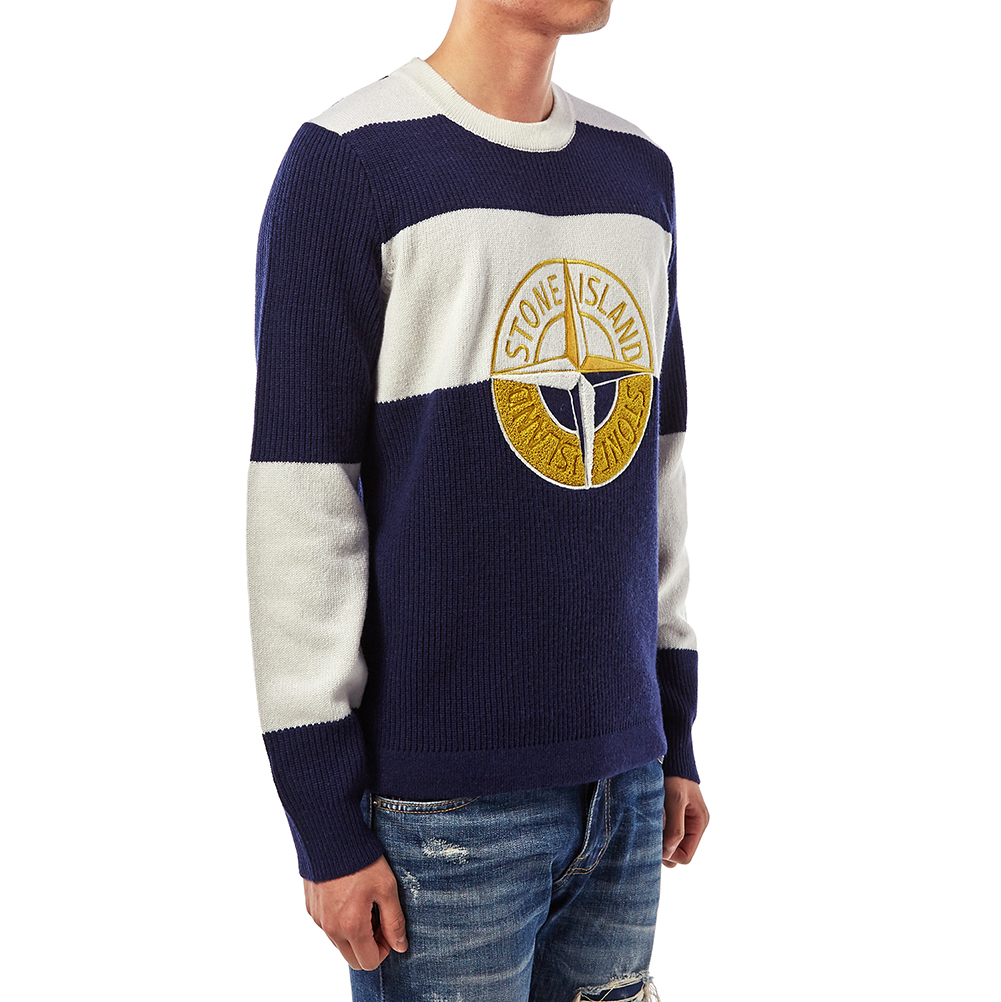 스톤아일랜드(STONE ISLAND) 로고 남자 울 니트 6915583B7 V0026