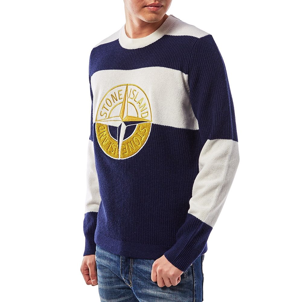 스톤아일랜드(STONE ISLAND) 로고 남자 울 니트 6915583B7 V0026