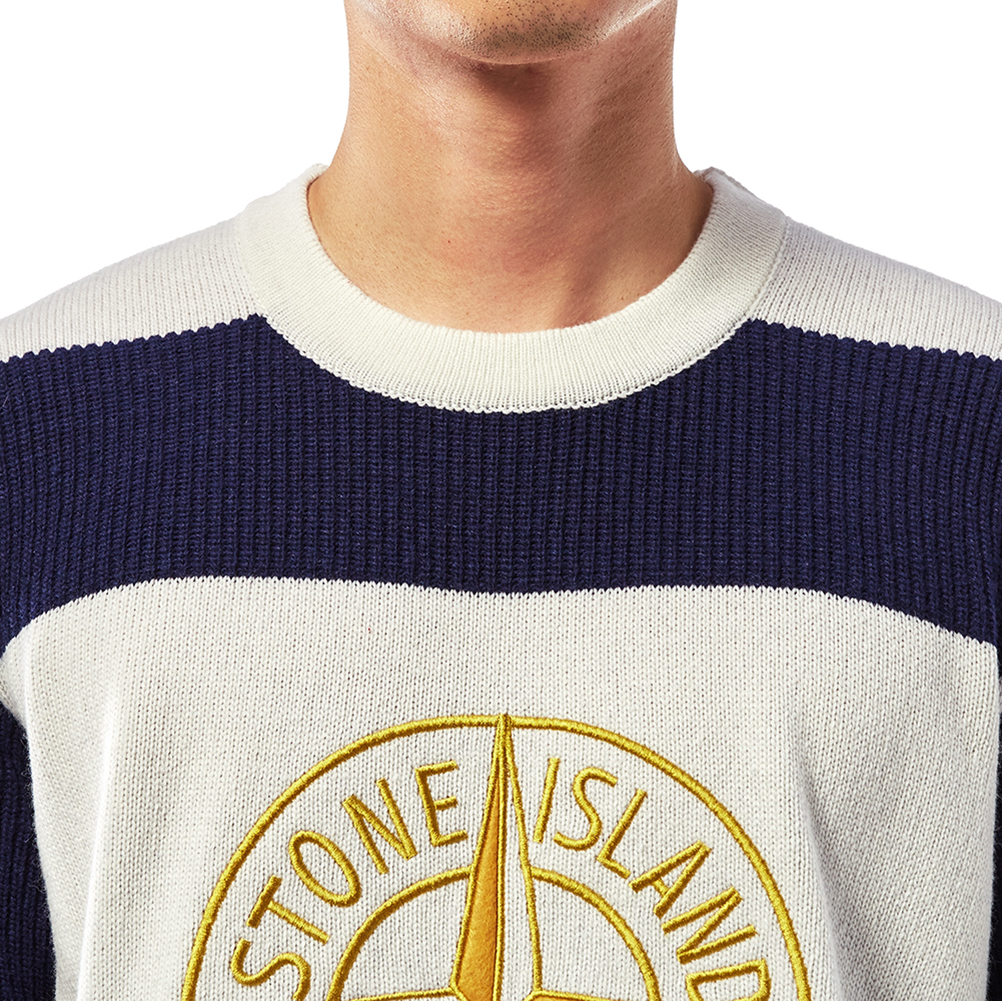 스톤아일랜드(STONE ISLAND) 로고 남자 울 니트 6915583B7 V0026