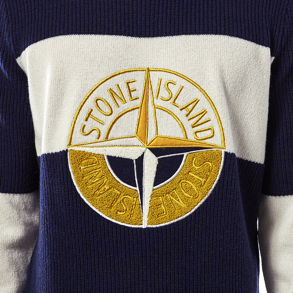 스톤아일랜드(STONE ISLAND) 로고 남자 울 니트 6915583B7 V0026