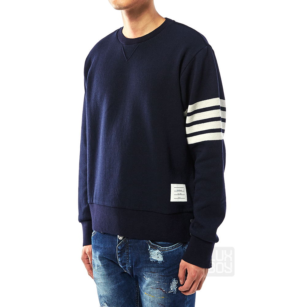 톰브라운(THOM BROWNE) 사선 완장 남자 캐시미어 니트 MJT111A 03884 415