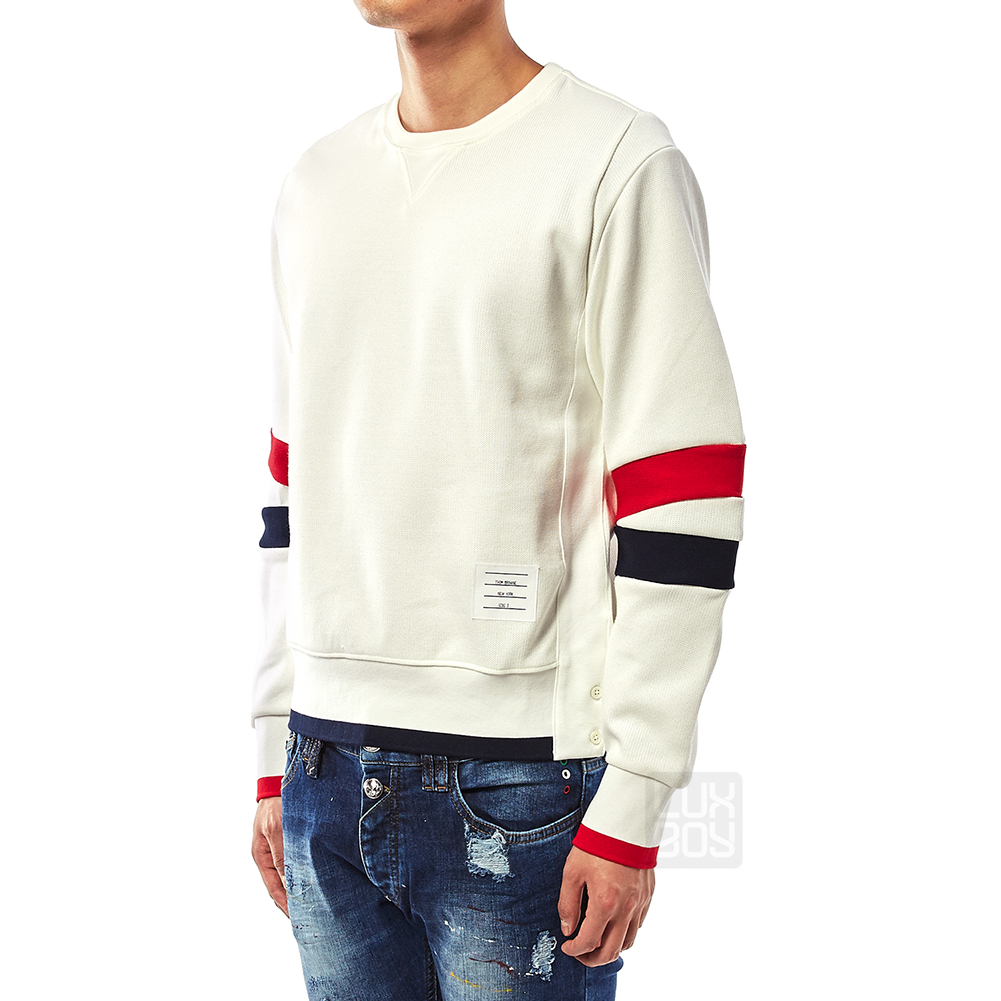 톰브라운(THOM BROWNE) 청키 크루넥 남자 긴팔 맨투맨 니트 티셔츠 MJT123A 03554 100