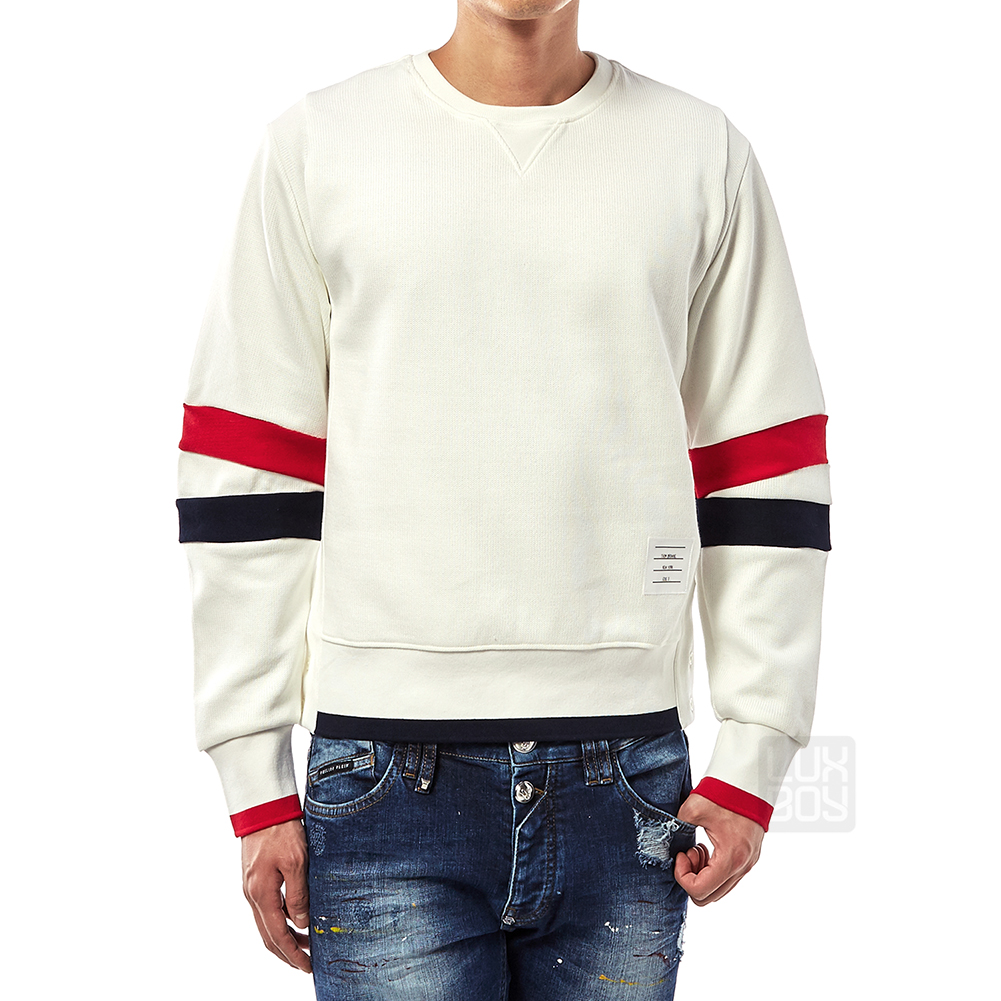 톰브라운(THOM BROWNE) 청키 크루넥 남자 긴팔 맨투맨 니트 티셔츠 MJT123A 03554 100