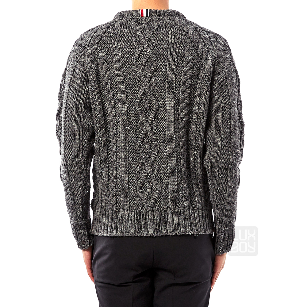 톰브라운(THOM BROWNE) 삼선 남자 케이블 니트 MKA156D 02447 035