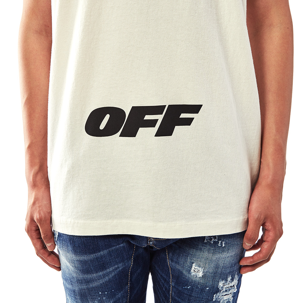 오프화이트(OFF WHITE) 윙 오프 슬림 남자 반팔티셔츠 OMAA027E 18185003 0210