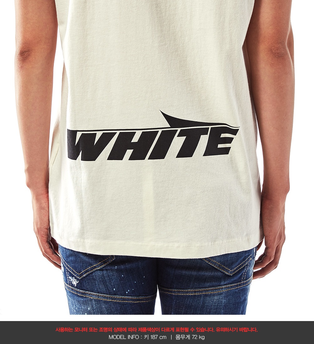 오프화이트(OFF WHITE) 윙 오프 슬림 남자 반팔티셔츠 OMAA027E 18185003 0210