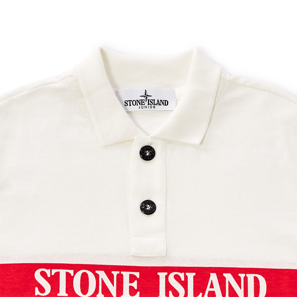 스톤아일랜드키즈(STONE ISLAND KIDS) 로고 스트라이프 키즈 카라 반팔티셔츠 681620551 V0010 6A8A