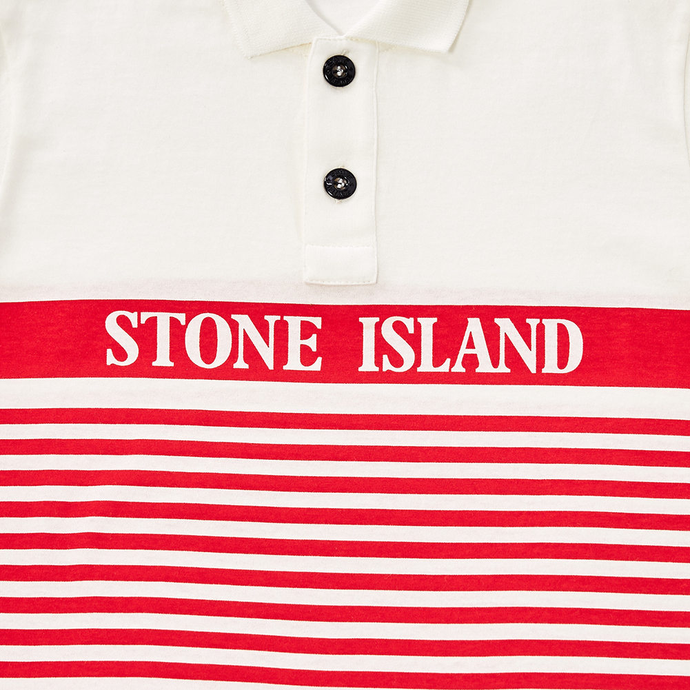스톤아일랜드키즈(STONE ISLAND KIDS) 로고 스트라이프 키즈 카라 반팔티셔츠 681620551 V0010 6A8A