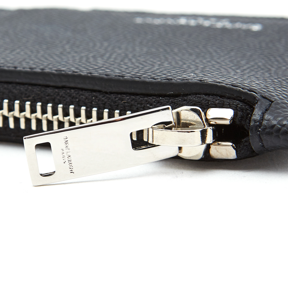 생로랑(SAINT LAURENT PARIS) 로고 프라그망 지퍼 공용 명함/카드지갑 458589 BTY0N 1000