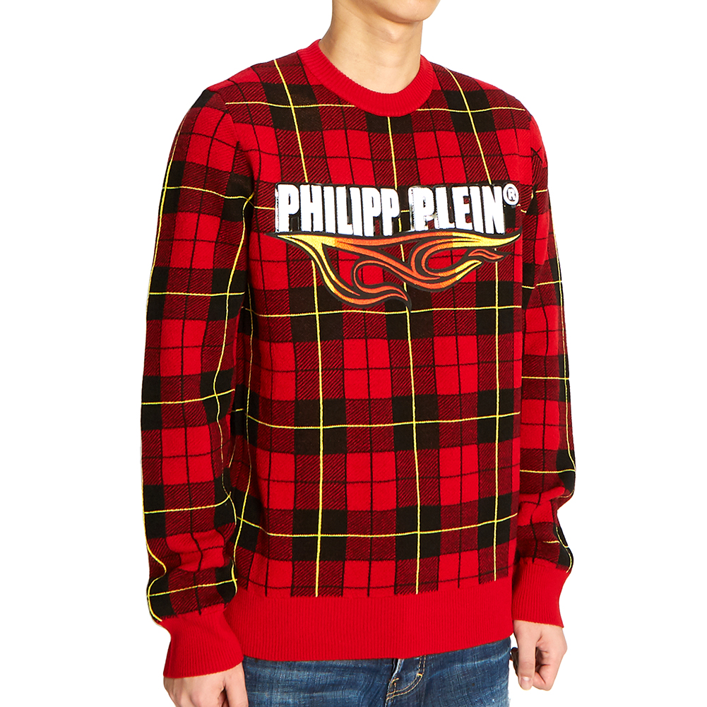 필립플레인(PHILIPP PLEIN) 타탄 체크 남자 울 니트 MKO0697 PKN002N 13