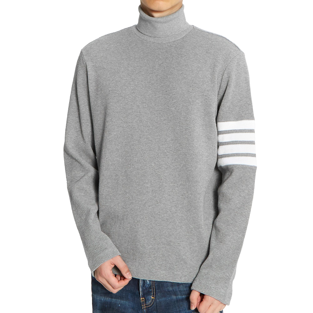 톰브라운(THOM BROWNE) 사선 완장 와플 남자 터틀넥 니트 MJS106A 05802 035