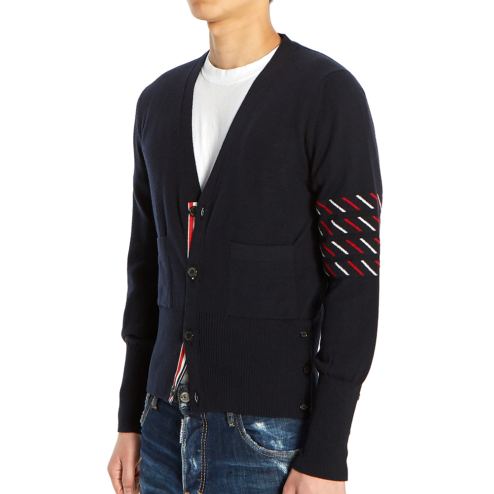 톰브라운(THOM BROWNE) 렙 스트라이프 덕 남자 울 가디건 MKC241A 00014 415