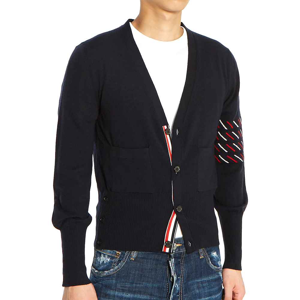 톰브라운(THOM BROWNE) 렙 스트라이프 덕 남자 울 가디건 MKC241A 00014 415