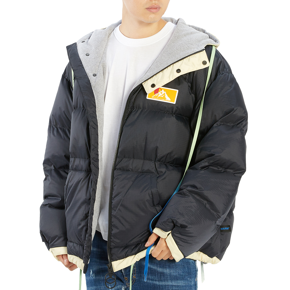 오프화이트(OFF WHITE) 스캐폴딩 남자 후드 패딩 점퍼 OMED019F 19E15025 3201