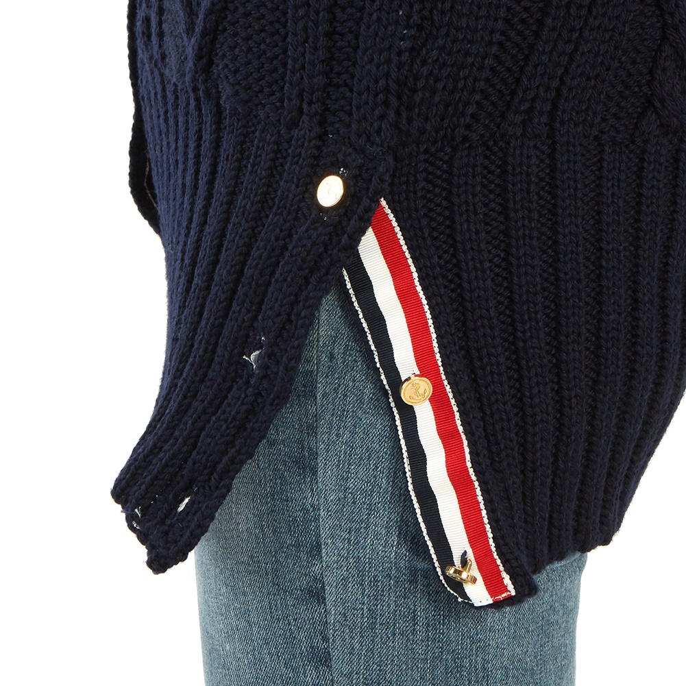 톰브라운(THOM BROWNE) 삼선 아란 케이블 여자 울 가디건 FKC264A 00014 415