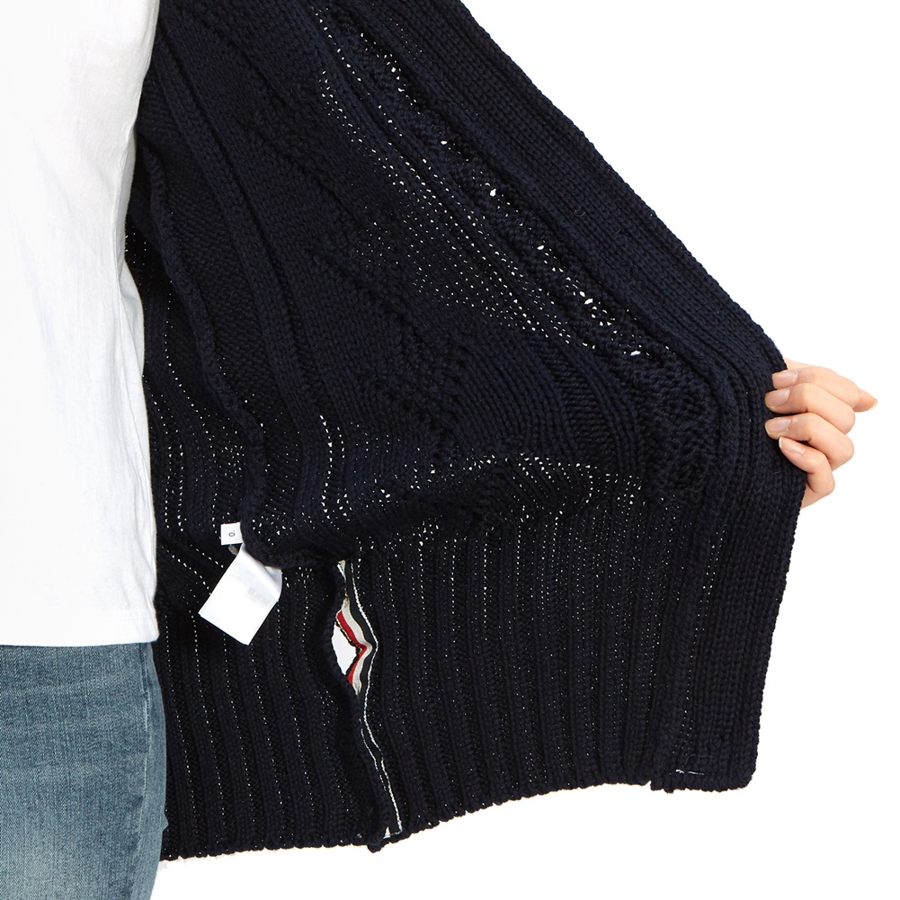 톰브라운(THOM BROWNE) 삼선 아란 케이블 여자 울 가디건 FKC264A 00014 415