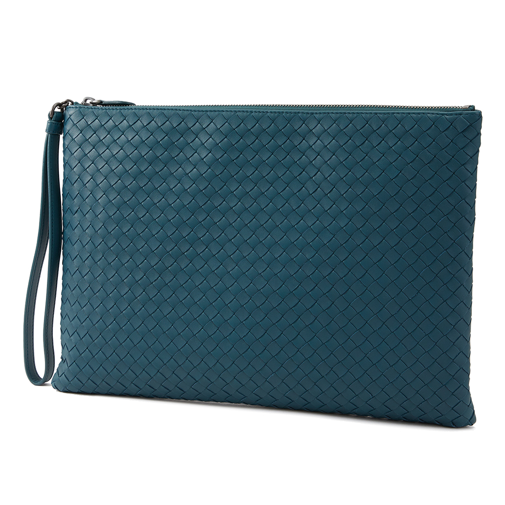 보테가베네타(BOTTEGA VENETA) 페트롤 블루 인트레치아토 공용 클러치/파우치백 442242 V001O 3008