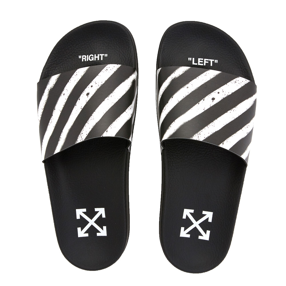 오프화이트(OFF WHITE) 스프레이 스트라이프 남자 샌들/슬리퍼 OMIA087S 19C22037 1001