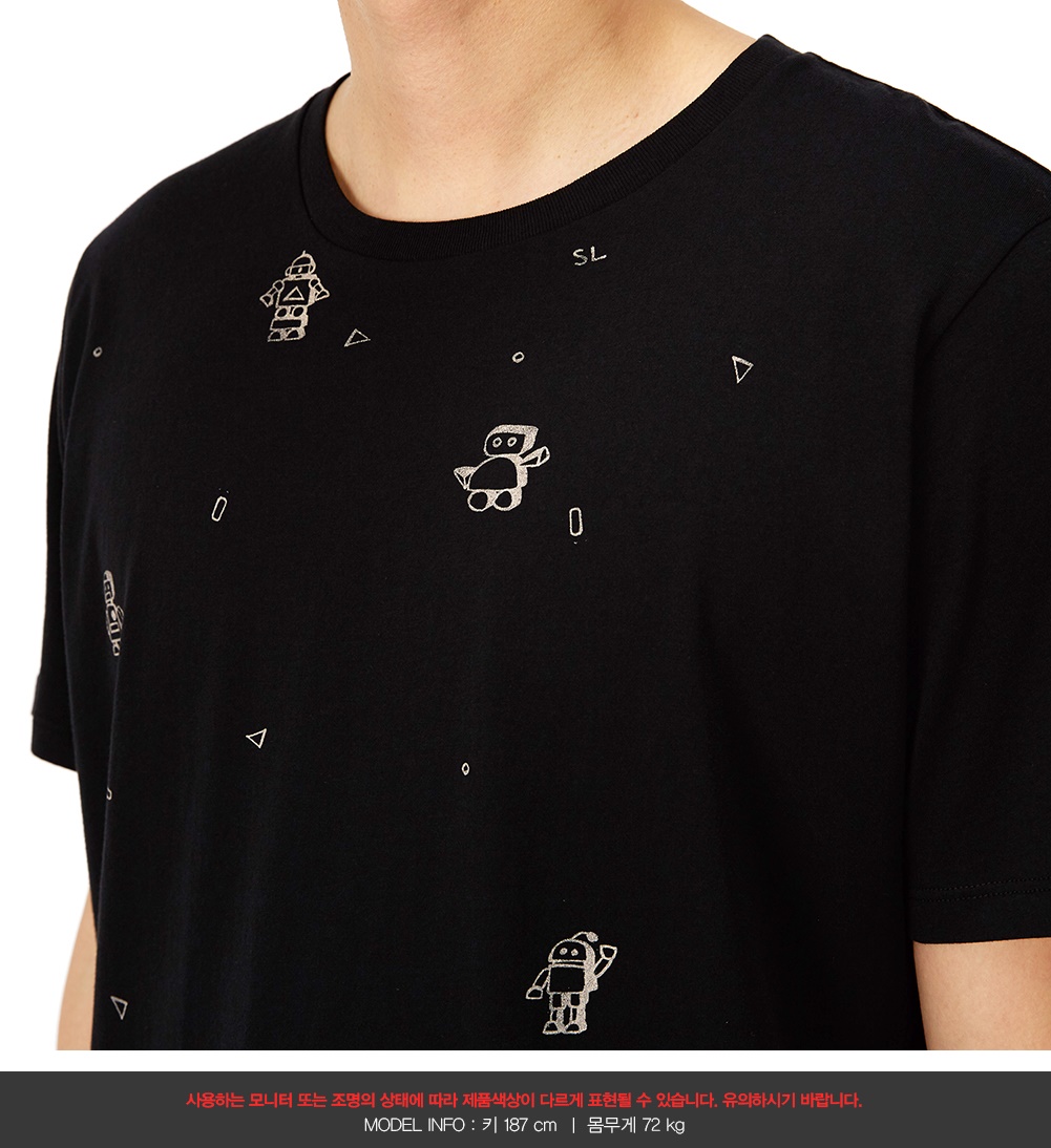 생로랑(SAINT LAURENT PARIS) 로봇 남자 반팔티셔츠 547994 YB2YV 1095