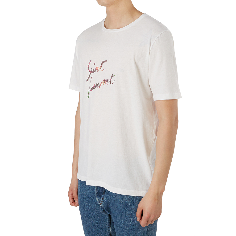 생로랑(SAINT LAURENT PARIS) 애니멀 로고 남자 반팔티셔츠 553378 YBCL2 8486