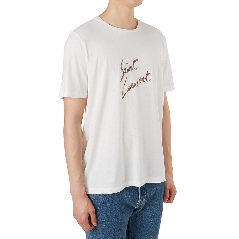 생로랑(SAINT LAURENT PARIS) 애니멀 로고 남자 반팔티셔츠 553378 YBCL2 8486