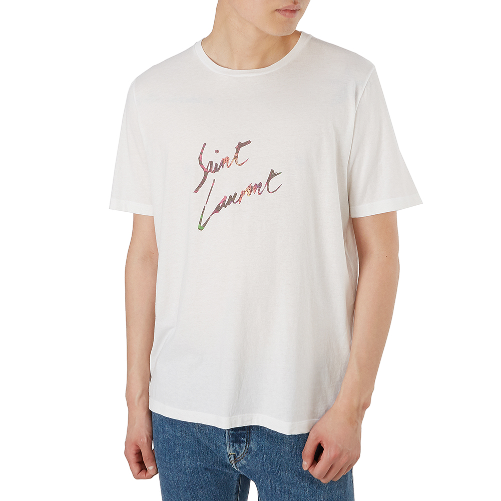 생로랑(SAINT LAURENT PARIS) 애니멀 로고 남자 반팔티셔츠 553378 YBCL2 8486
