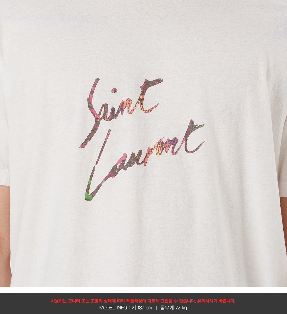 생로랑(SAINT LAURENT PARIS) 애니멀 로고 남자 반팔티셔츠 553378 YBCL2 8486