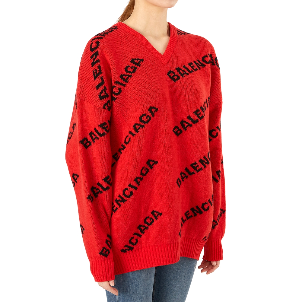 발렌시아가(BALENCIAGA) 멀티 로고 여자 울 스웨터/니트 542602 T1473 7560