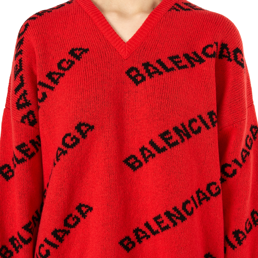발렌시아가(BALENCIAGA) 멀티 로고 여자 울 스웨터/니트 542602 T1473 7560