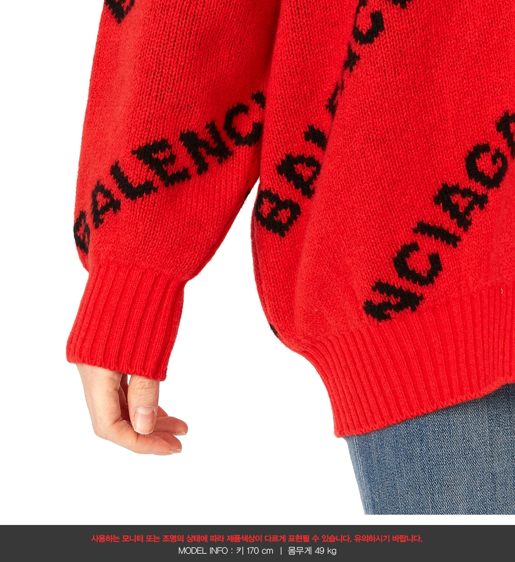 발렌시아가(BALENCIAGA) 멀티 로고 여자 울 스웨터/니트 542602 T1473 7560