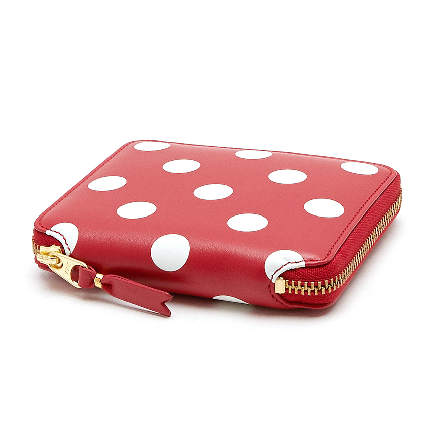 꼼데가르송(COMME DES GARCONS) 도트 지퍼 여자 반지갑 SA2100PD RED