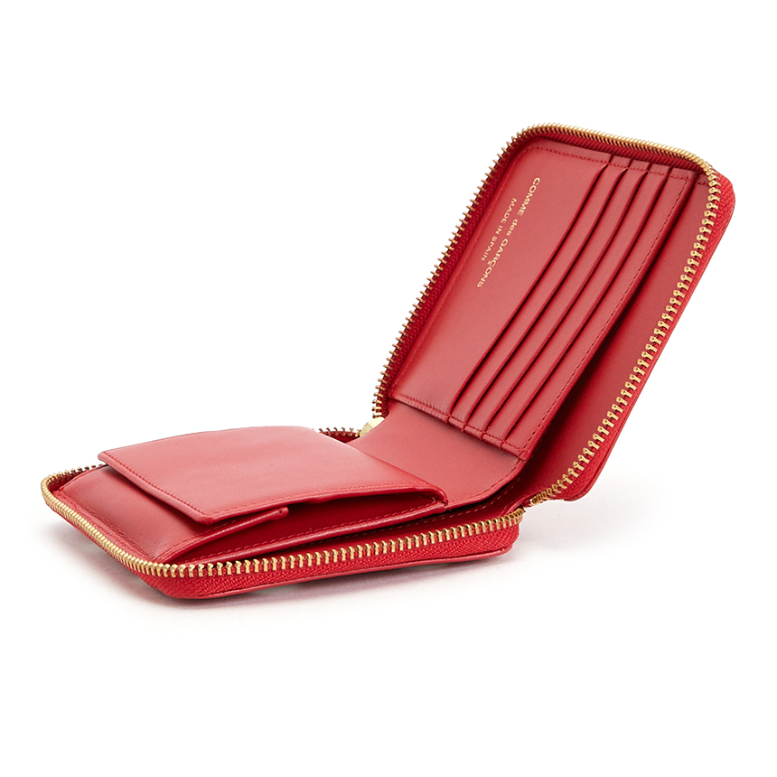 꼼데가르송(COMME DES GARCONS) 도트 지퍼 여자 반지갑 SA2100PD RED