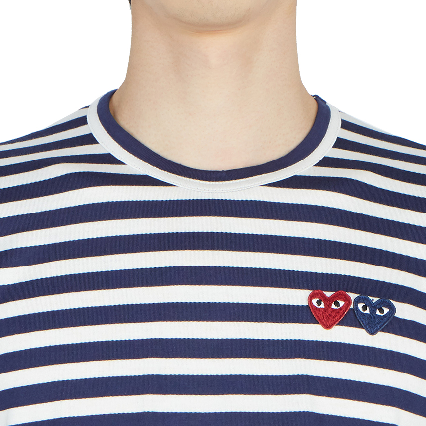 꼼데가르송(COMME DES GARCONS) 더블하트와펜 스트라이프 남자 긴팔티셔츠 AZ T228 051 1