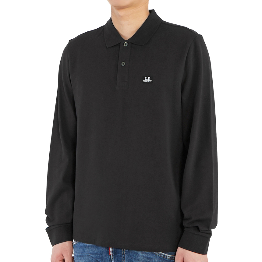 씨피컴퍼니(CP COMPANY) 로고 남자 폴로 긴팔티셔츠 레귤러핏 09CMPL016A 005263W 999