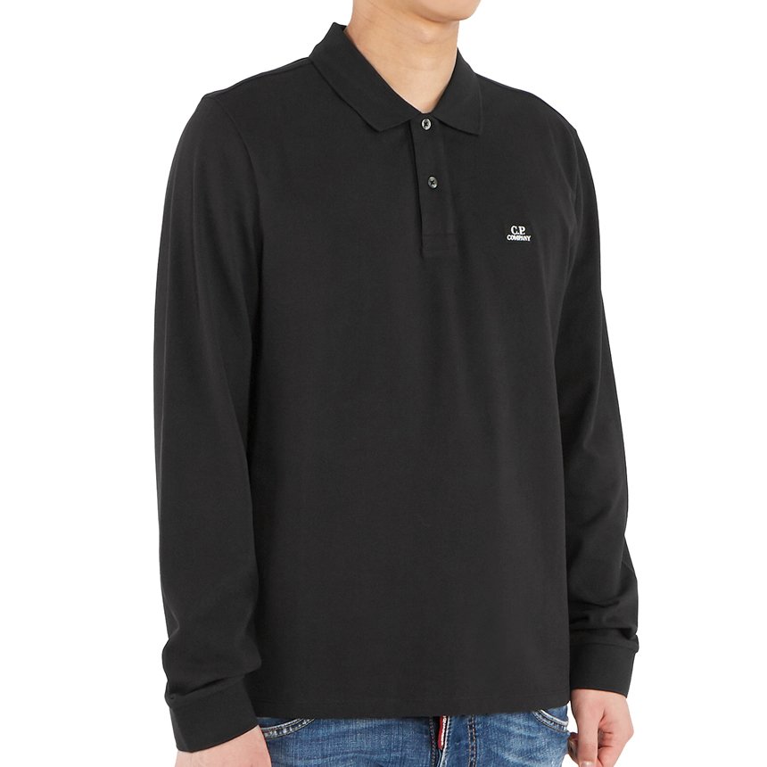 씨피컴퍼니(CP COMPANY) 로고 남자 폴로 긴팔티셔츠 레귤러핏 09CMPL016A 005263W 999