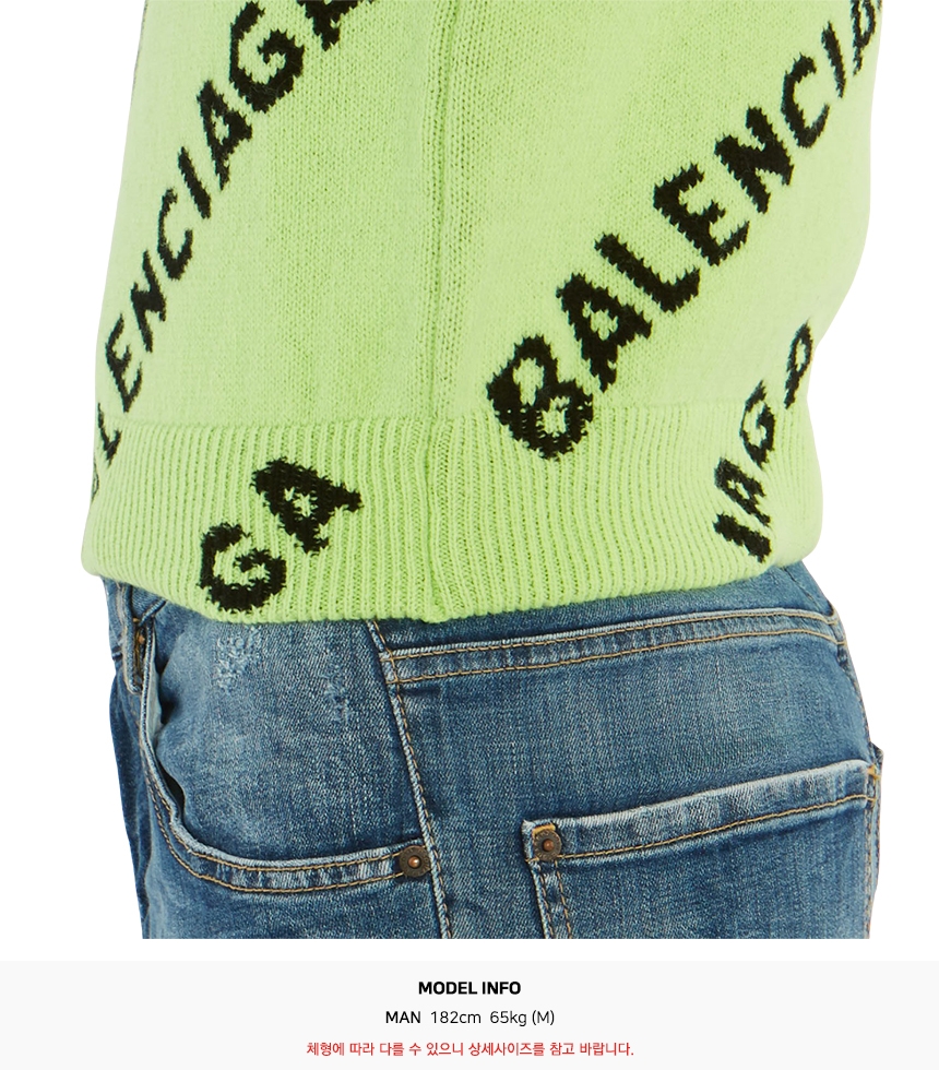 발렌시아가(BALENCIAGA) 올오버 로고 남자 울 니트 621019 T1567 3532