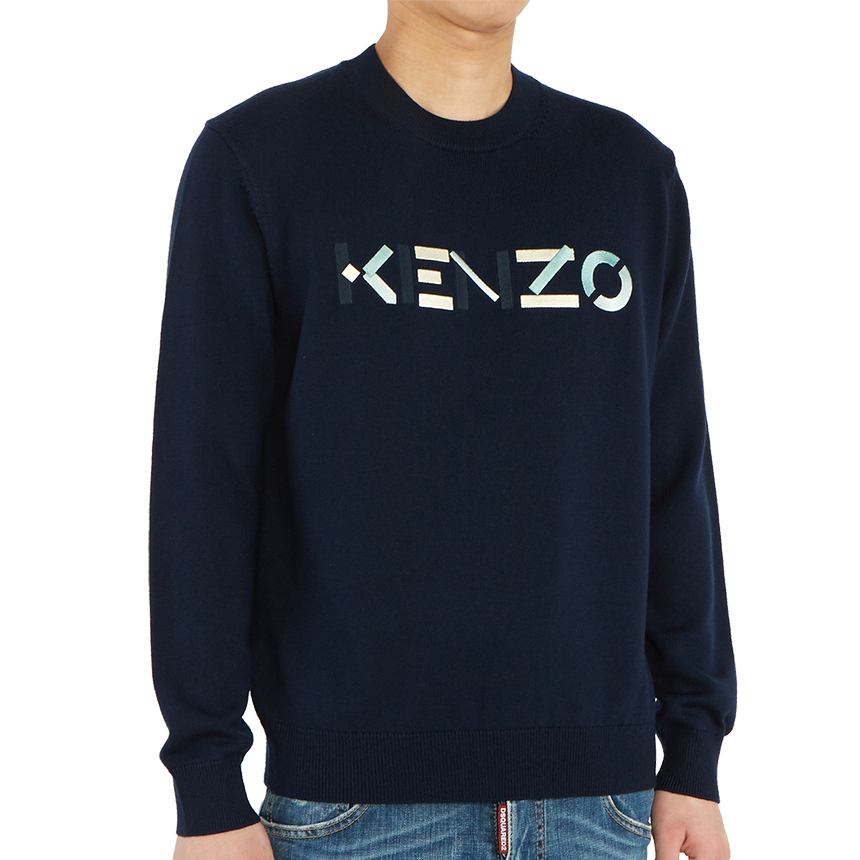 겐조(KENZO) 로고 남자 울 니트 5PU541 3LA 76 206