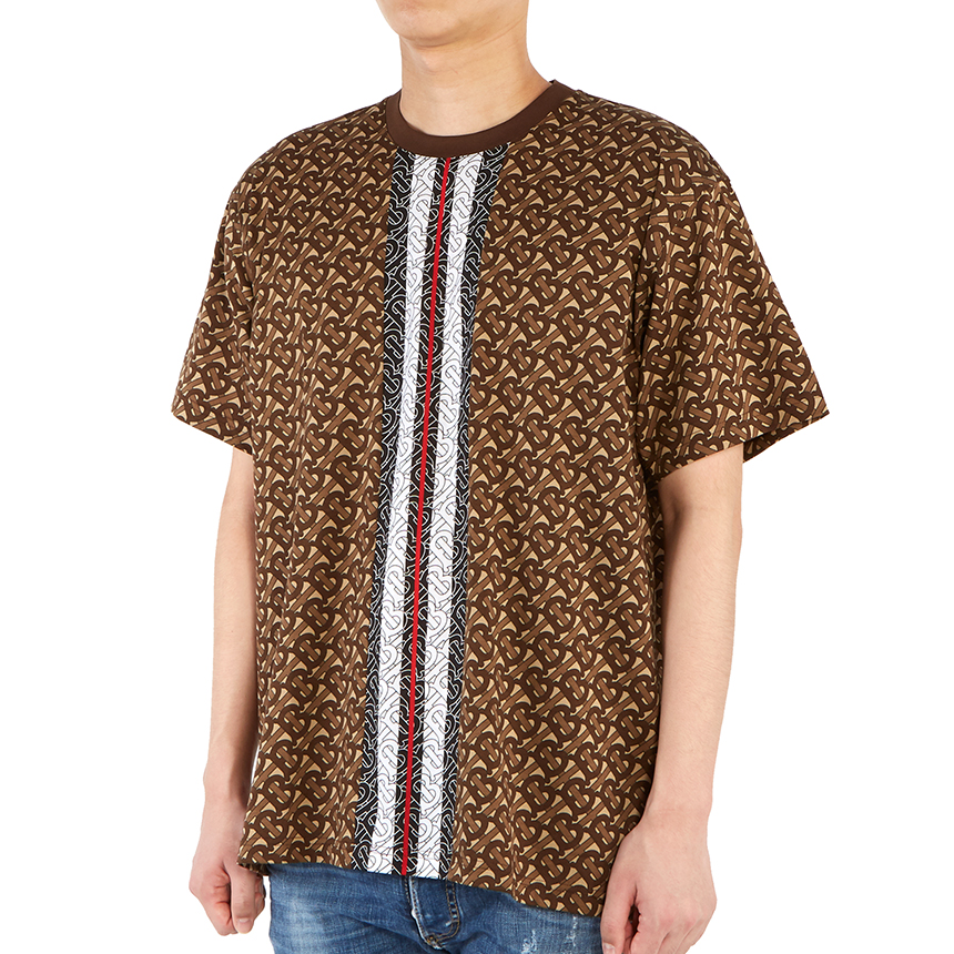 버버리(BURBERRY) 모노그램 스트라이프 남자 반팔티셔츠 MUNLEY 8018239 A7436