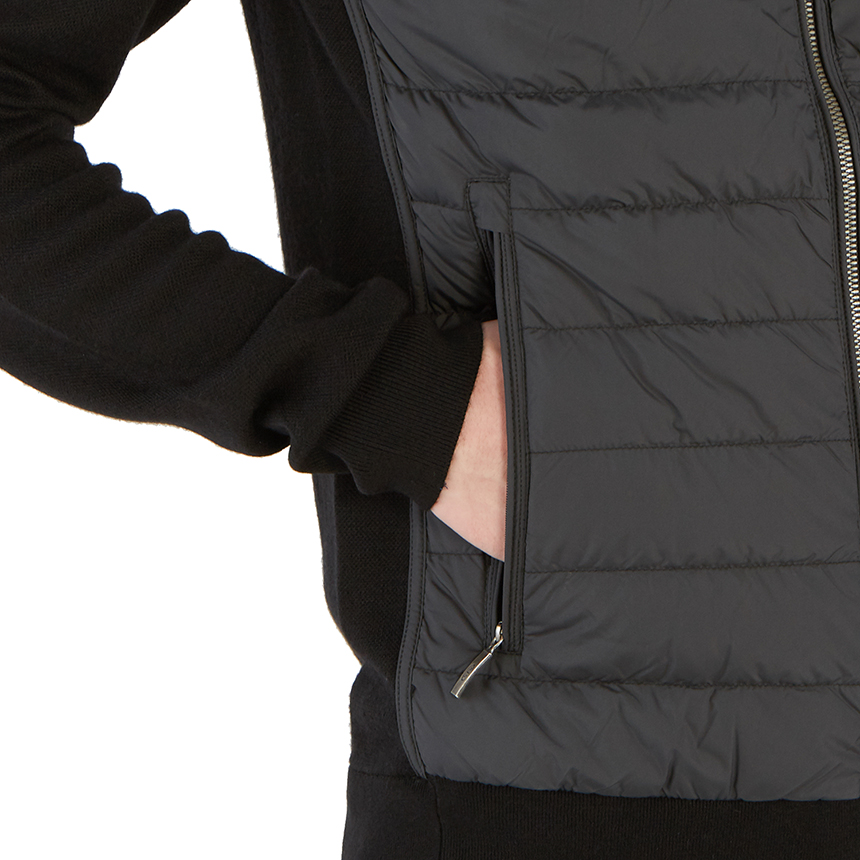 파라점퍼스(PARAJUMPERS) 타쿠지 니트 남자 울 패딩 집업 가디건 PMKNIKN01 BLACK