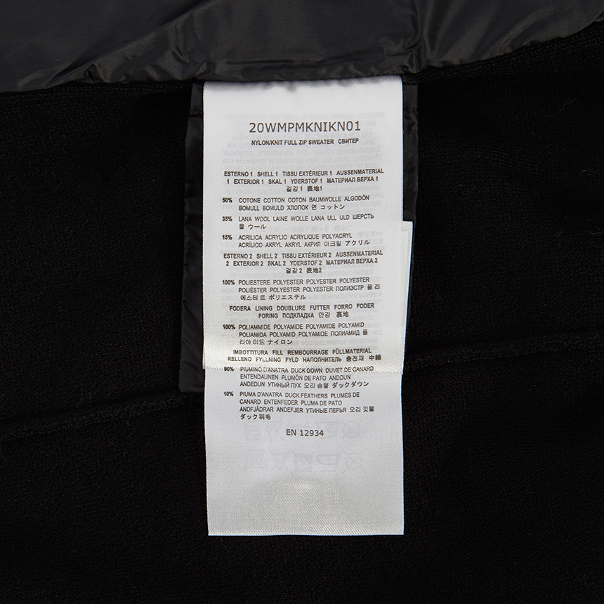 파라점퍼스(PARAJUMPERS) 타쿠지 니트 남자 울 패딩 집업 가디건 PMKNIKN01 BLACK