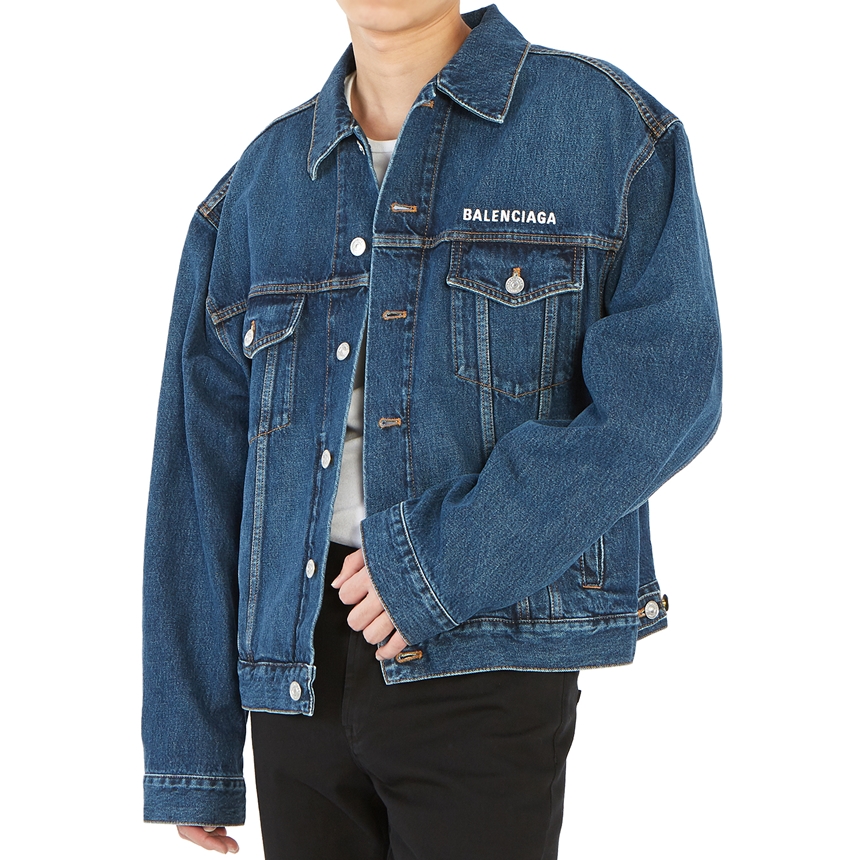 발렌시아가(BALENCIAGA) 로고 남자 데님 자켓 643804 TDW14 6020