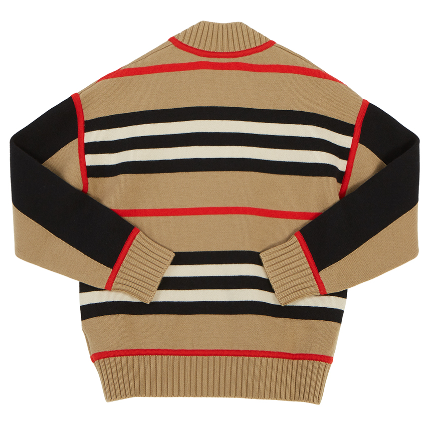 버버리키즈(BURBERRY KIDS) 아이콘 스트라이프 키즈 울 캐시미어 집업 가디건(성인착용가능) MARTYN ICON 8030020 A7026