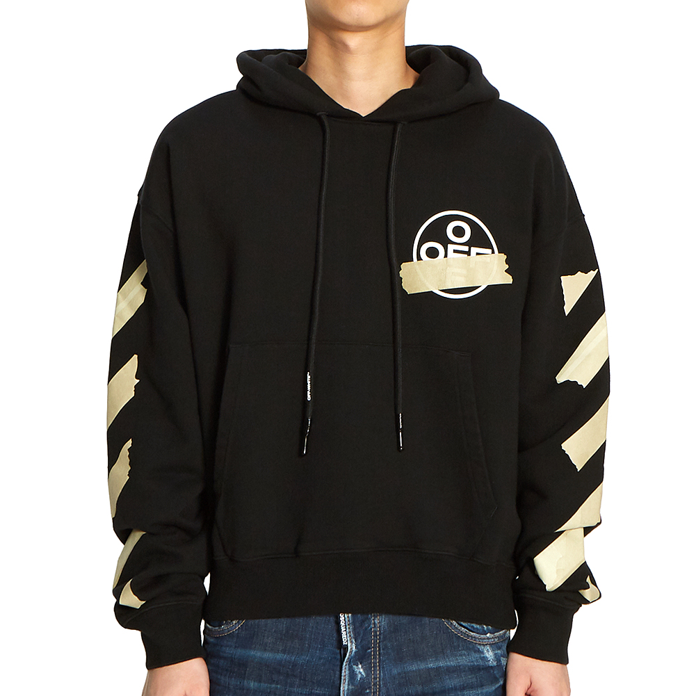 오프화이트(OFF WHITE) 테이프 애로우 오버 남자 기모 후드 긴팔 맨투맨 티셔츠 OMBB037R 20E30002 1048